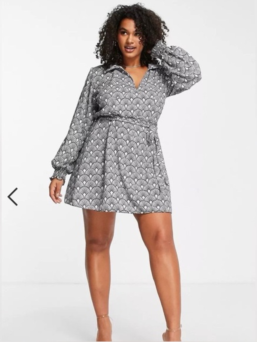 Black & white mini dress with tie waist